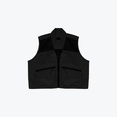 NYLON UTILITY CARGO VEST - BLACK