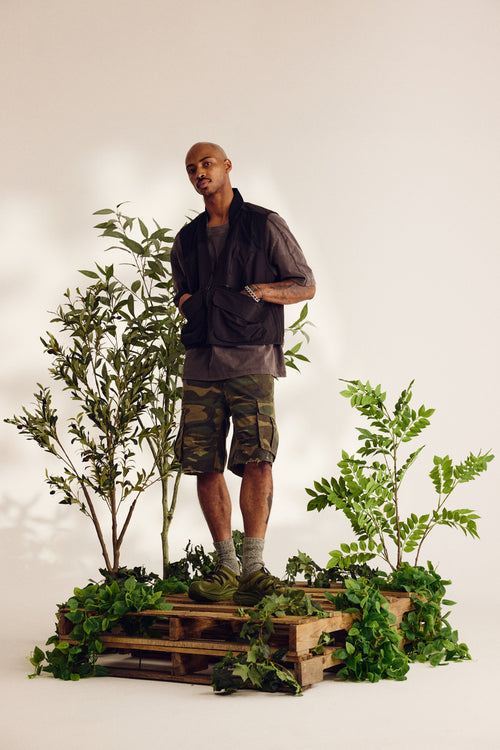 NYLON UTILITY CARGO VEST - BLACK