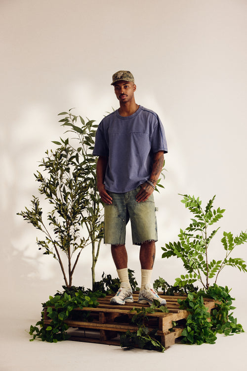 PREMIUM WASHED POCKET TEE - BLUE