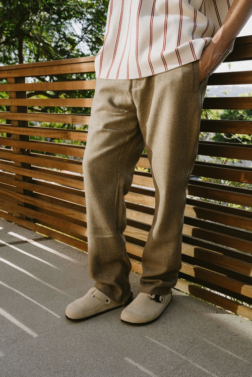 TWEED TROUSER PANT - WHEAT