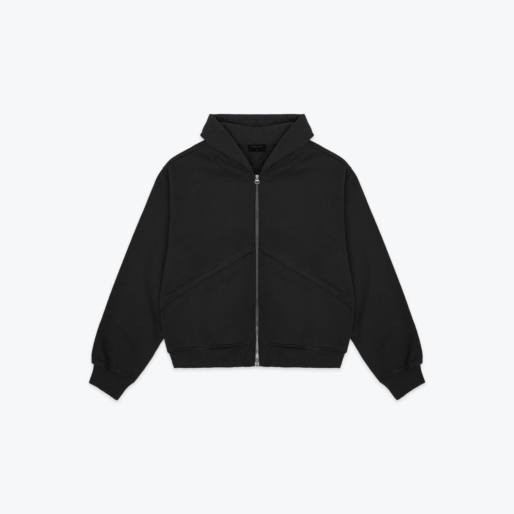 CHEVRON ZIP HOODIE - BLACK – RICHIE LE COLLECTION