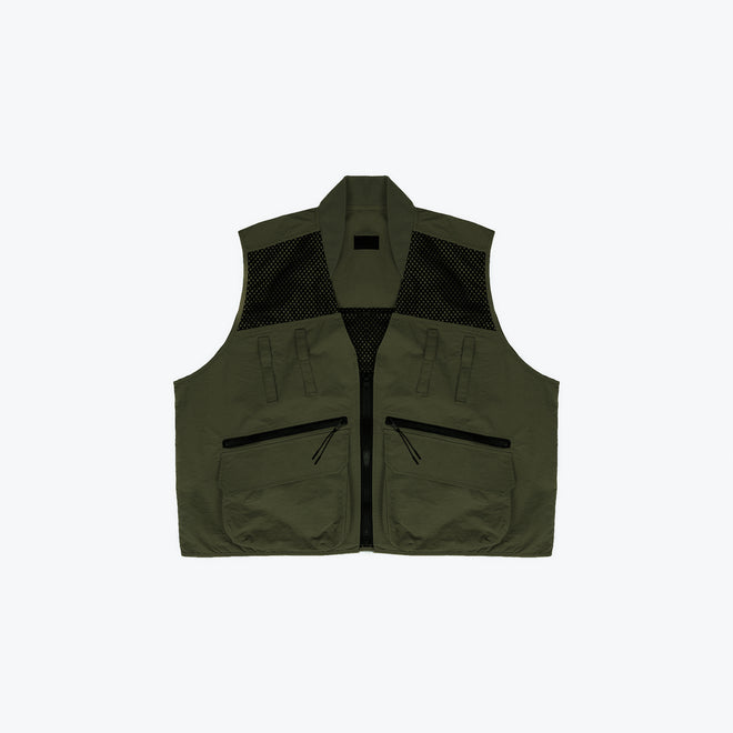 NYLON UTILITY CARGO VEST - FOREST GREEN