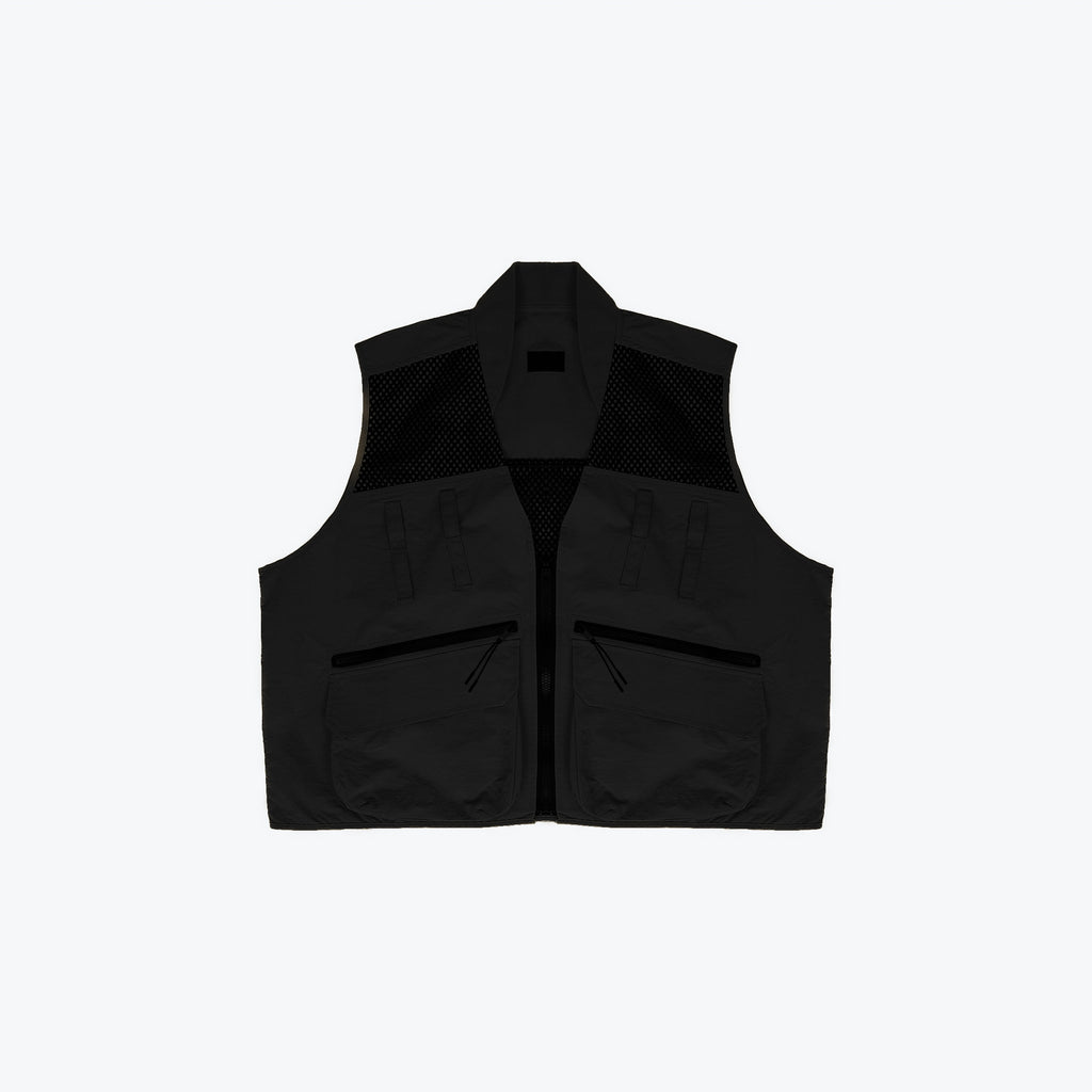 NYLON UTILITY CARGO VEST - BLACK