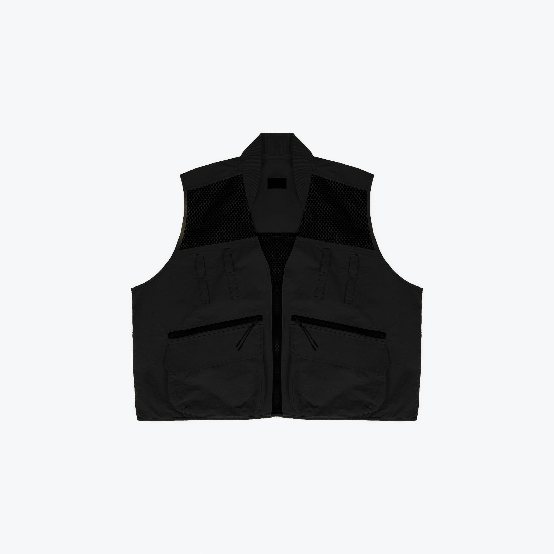 NYLON UTILITY CARGO VEST - BLACK