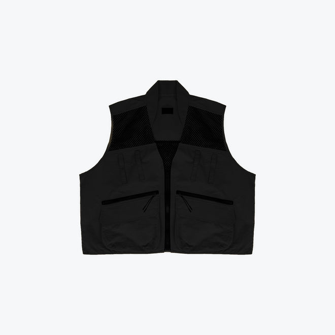 NYLON UTILITY CARGO VEST - BLACK