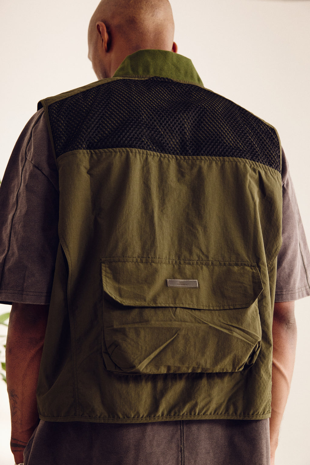 NYLON UTILITY CARGO VEST - FOREST GREEN