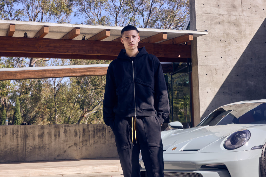 CHEVRON ZIP HOODIE - BLACK