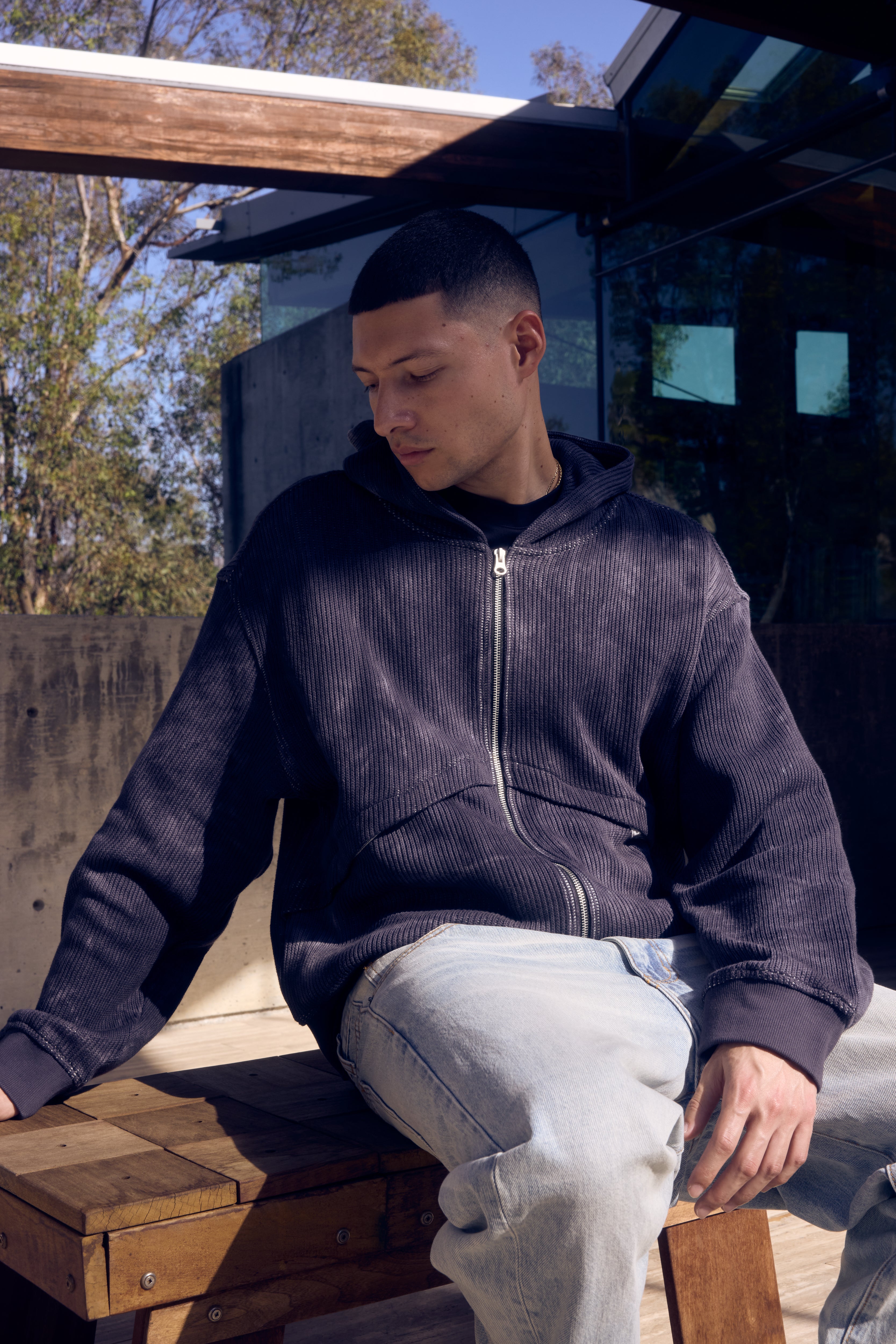 CHEVRON ZIP HOODIE - SUN FADE