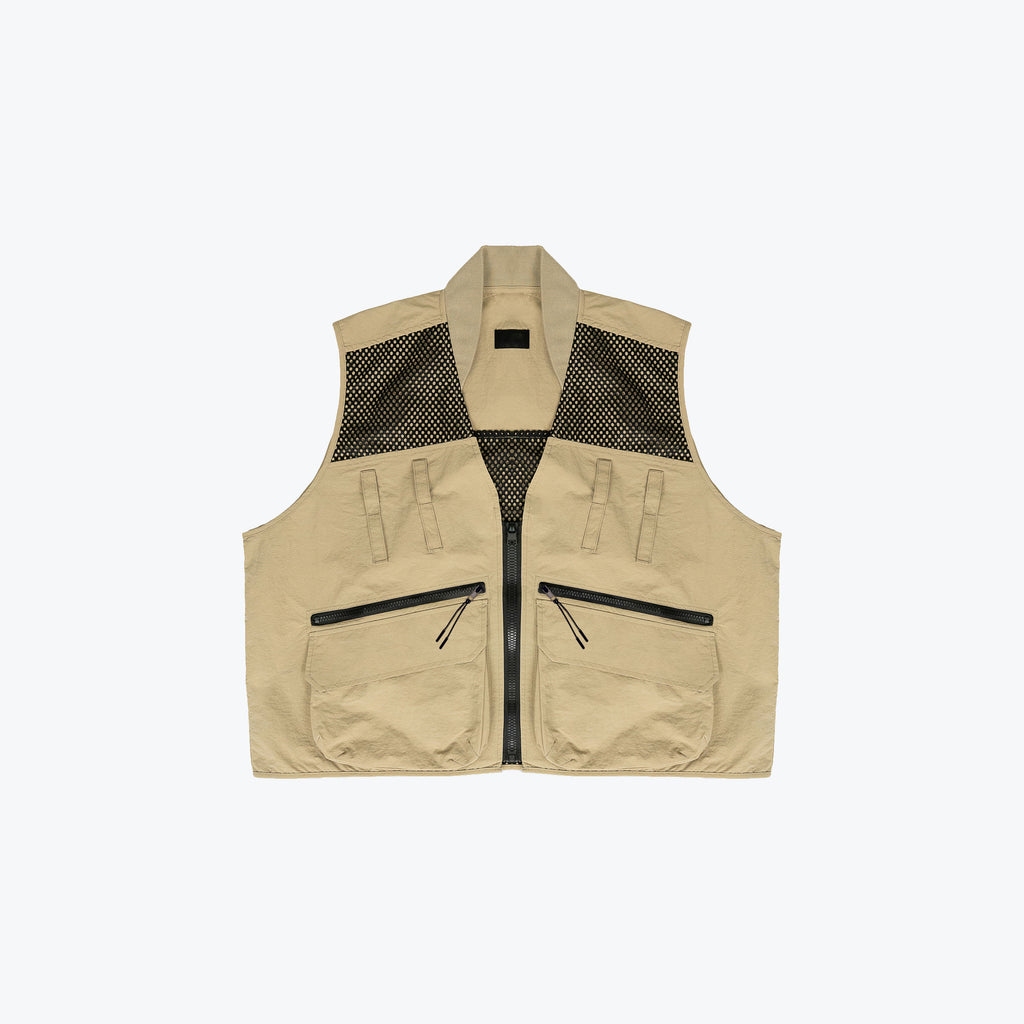 NYLON UTILITY CARGO VEST - SAND