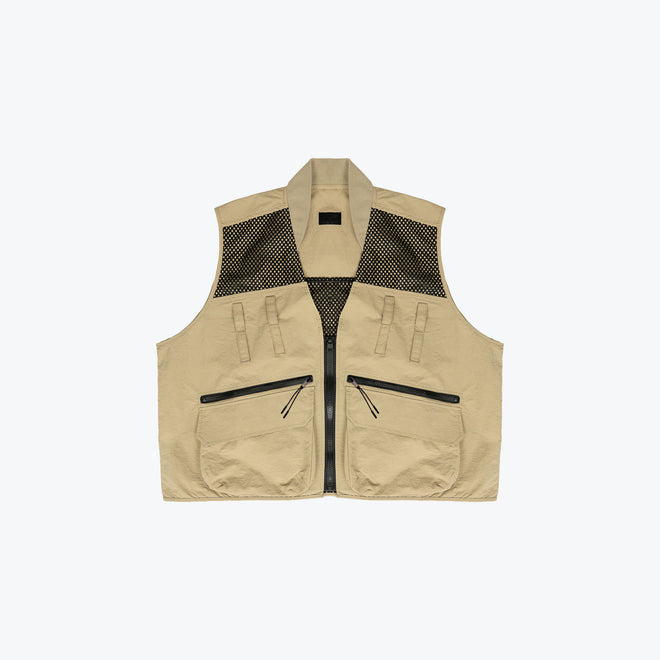 NYLON UTILITY CARGO VEST - SAND
