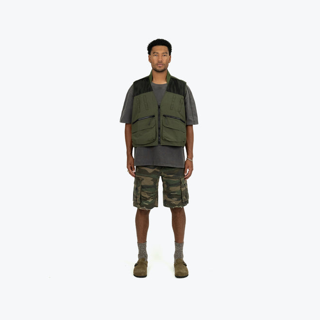 NYLON UTILITY CARGO VEST - FOREST GREEN