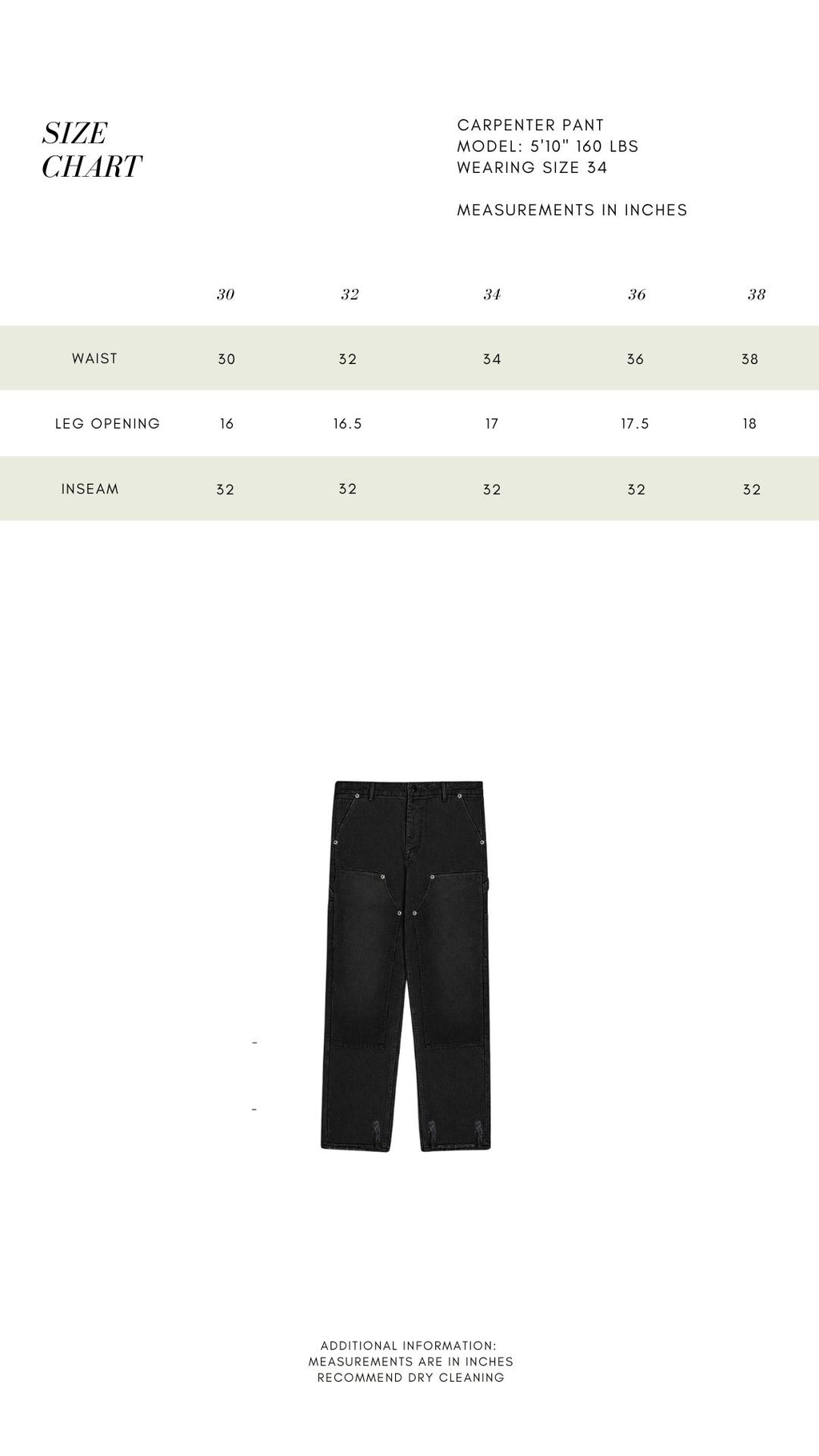 VINTAGE CARPENTER PANT - BLACK