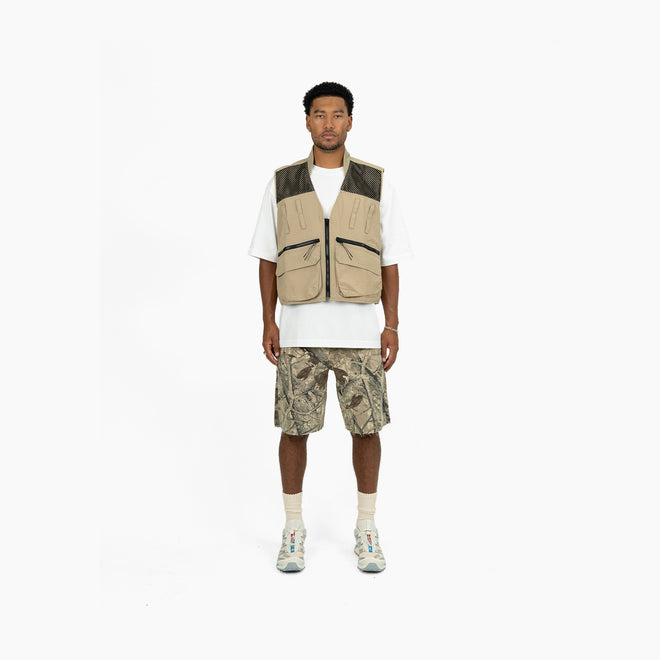 NYLON UTILITY CARGO VEST - SAND