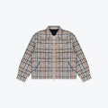 QUILTED ZIP FLANNEL - GREY/BRICK