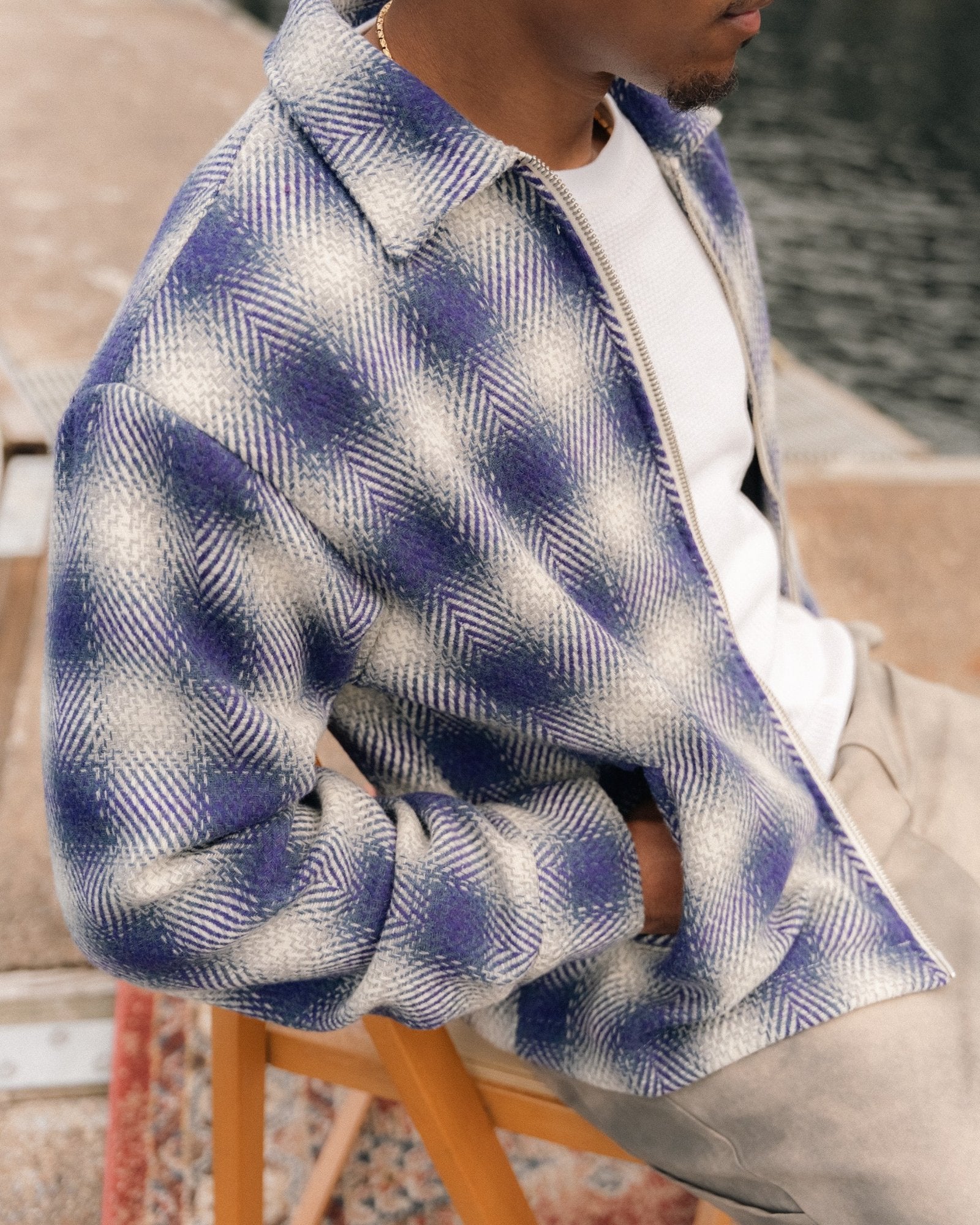 ZIP UP FLANNEL - BLUE