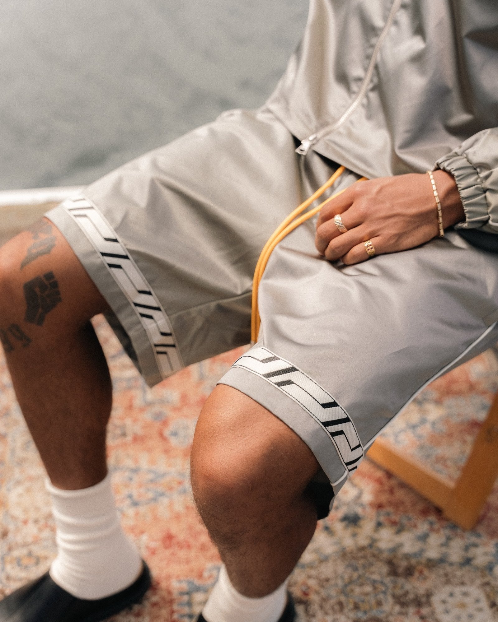 SIGNATURE SATIN SHORTS - PEWTER