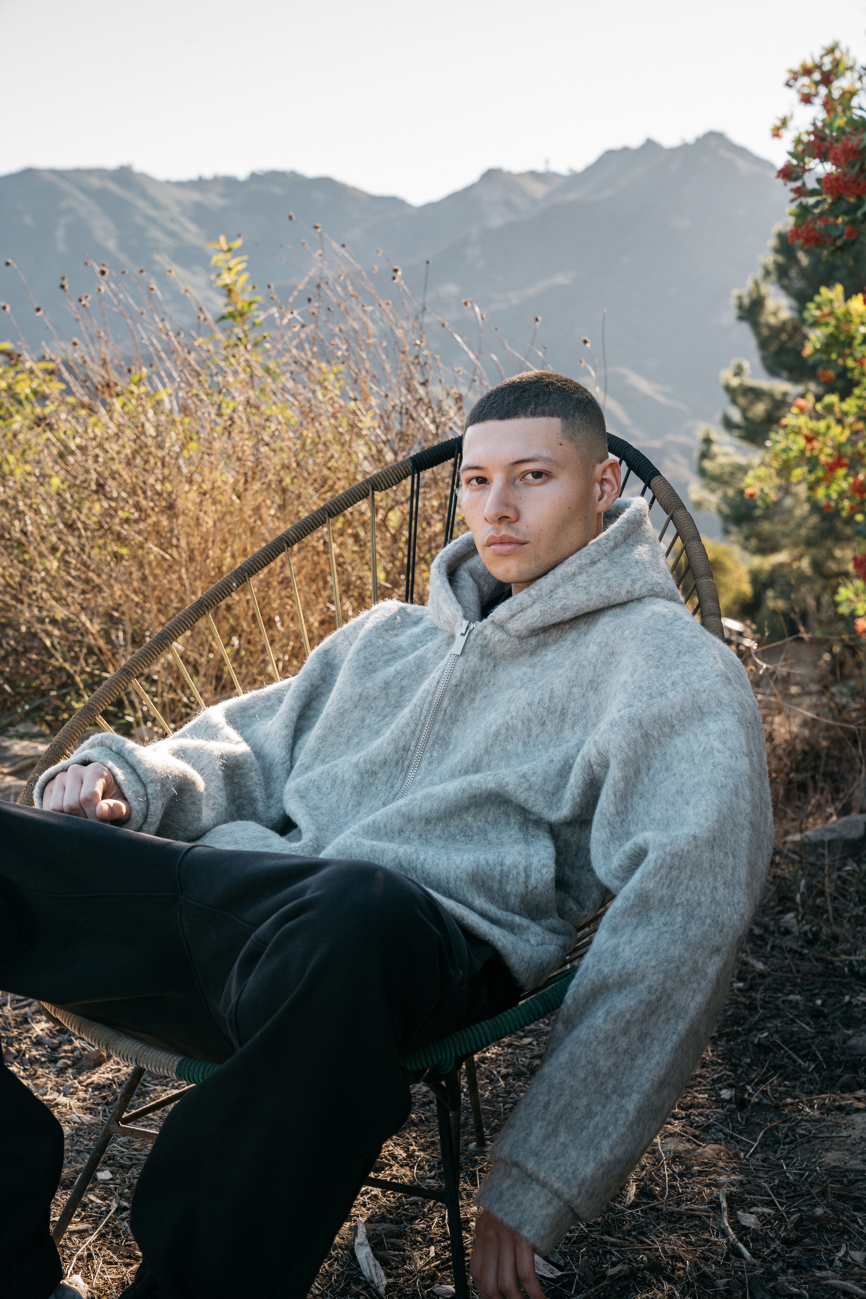 MOHAIR HOODIE - LIGHT GREY