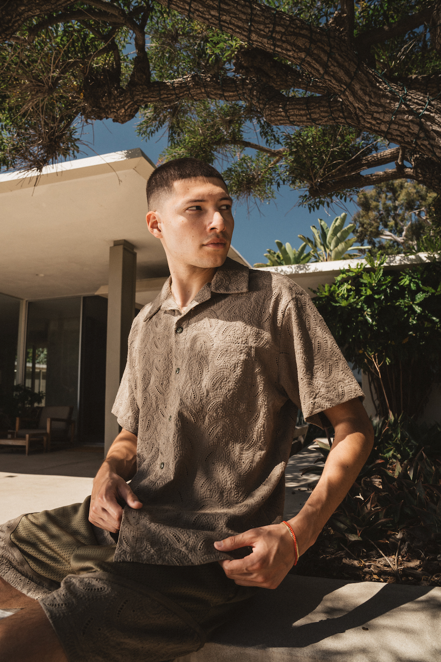 PAISLEY RESORT SHIRT - OLIVE