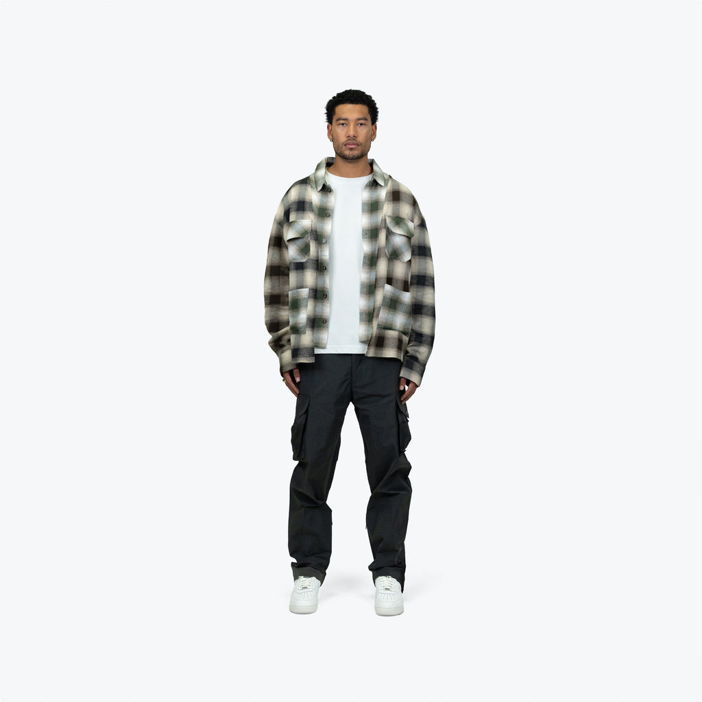 TRI-COLOR VINTAGE FLANNEL - BLACK/SAND/BROWN/SAGE