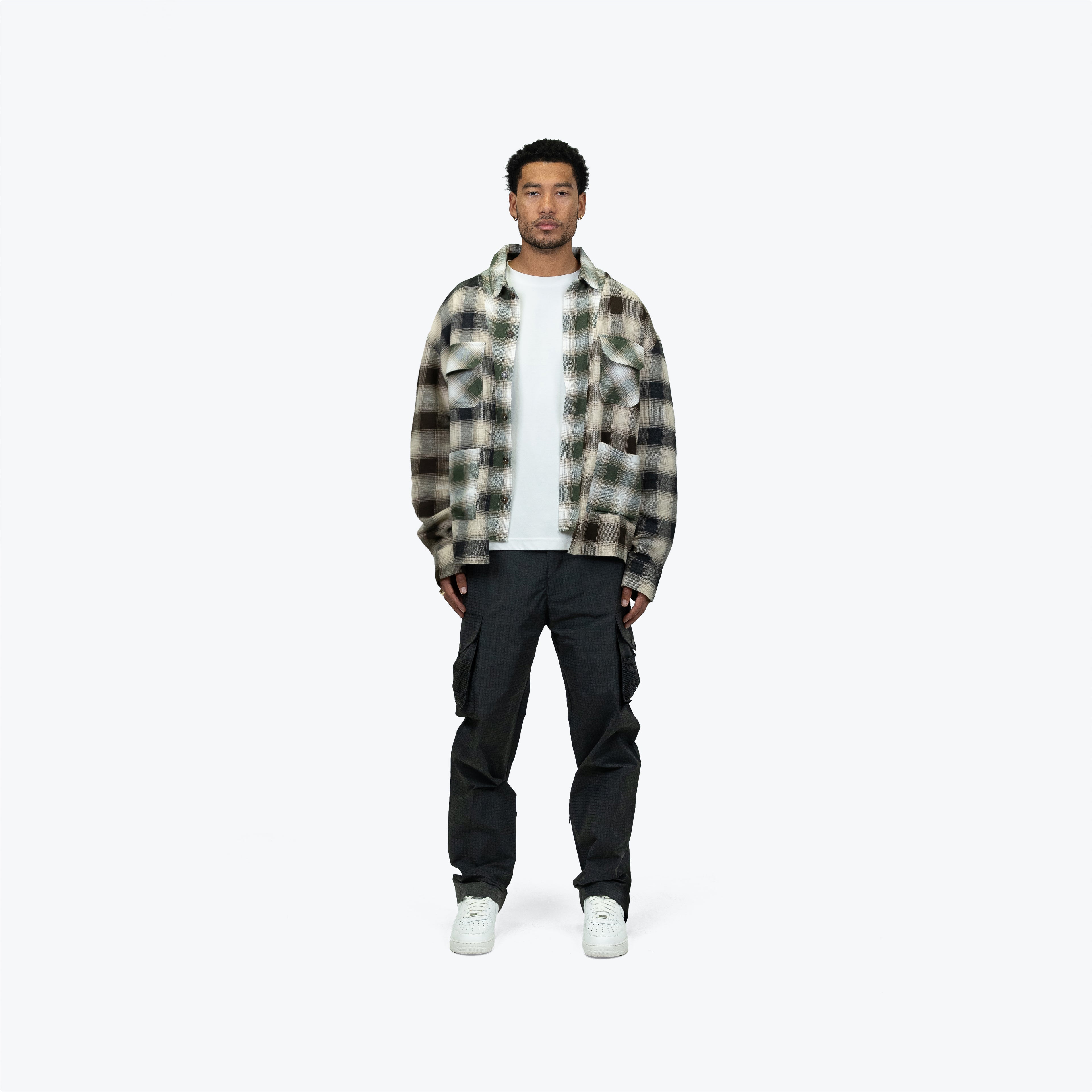 TRI-COLOR VINTAGE FLANNEL - BLACK/SAND/BROWN/SAGE