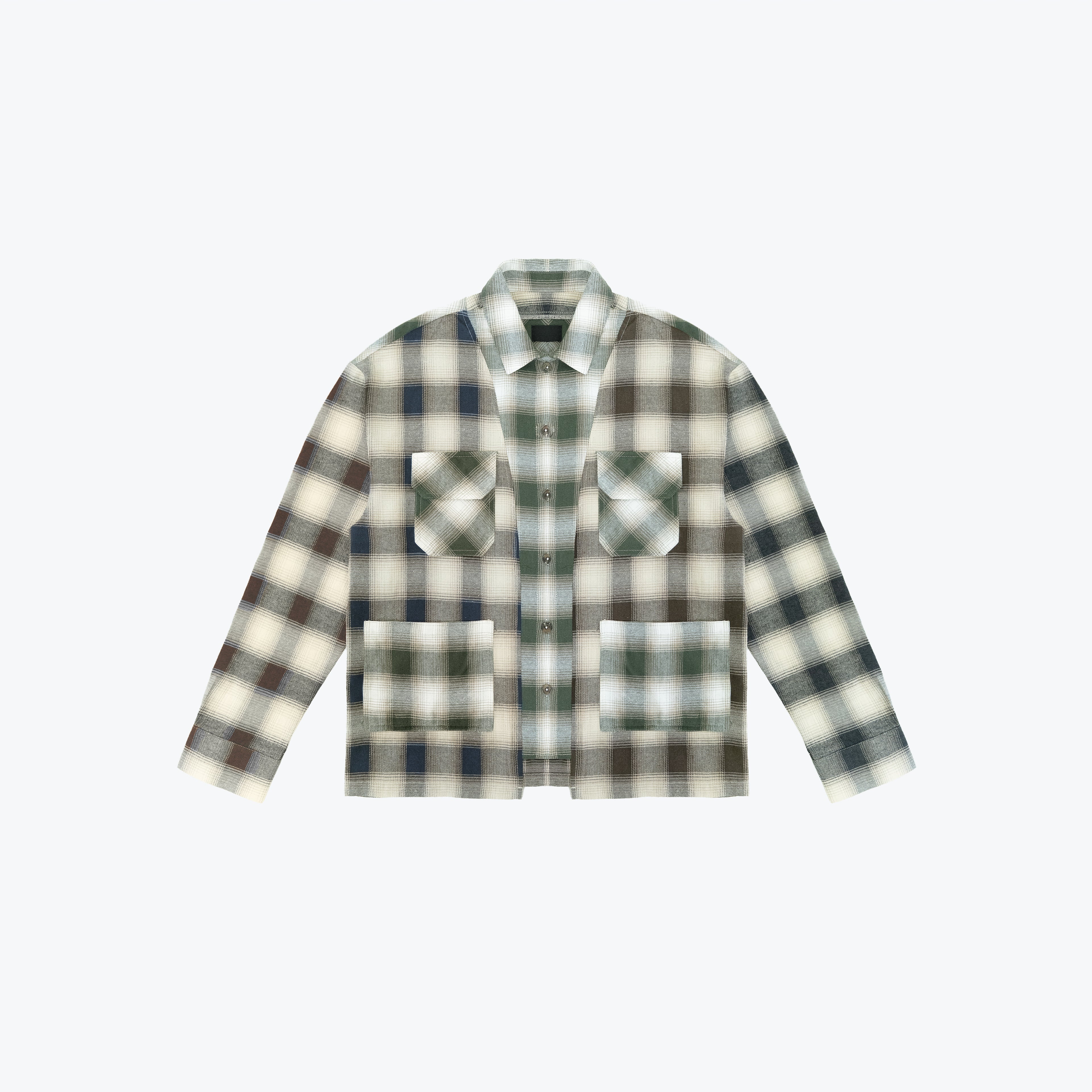 TRI-COLOR VINTAGE FLANNEL - BLACK/SAND/BROWN/SAGE