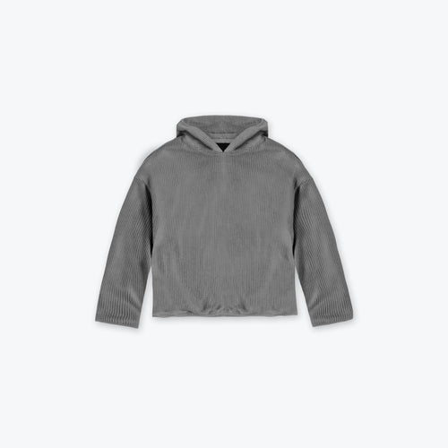 PREMIUM CABLE KNIT HOODIE - SEA GREY