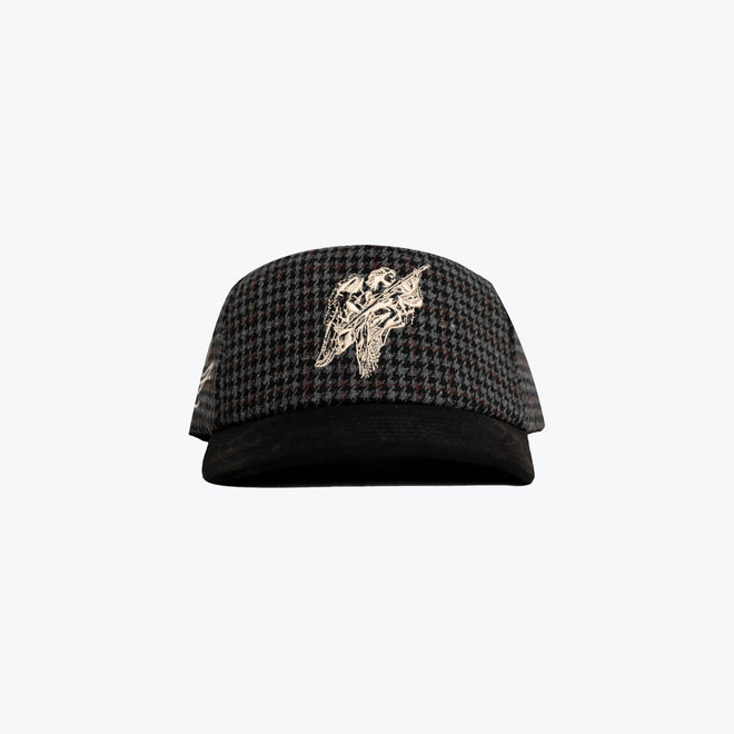 HOUNDSTOOTH ANGEL HAT - BLACK/GREY