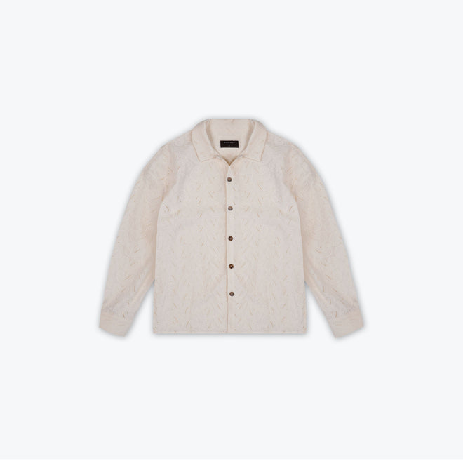 PAISLEY KNIT BUTTON UP - SAND