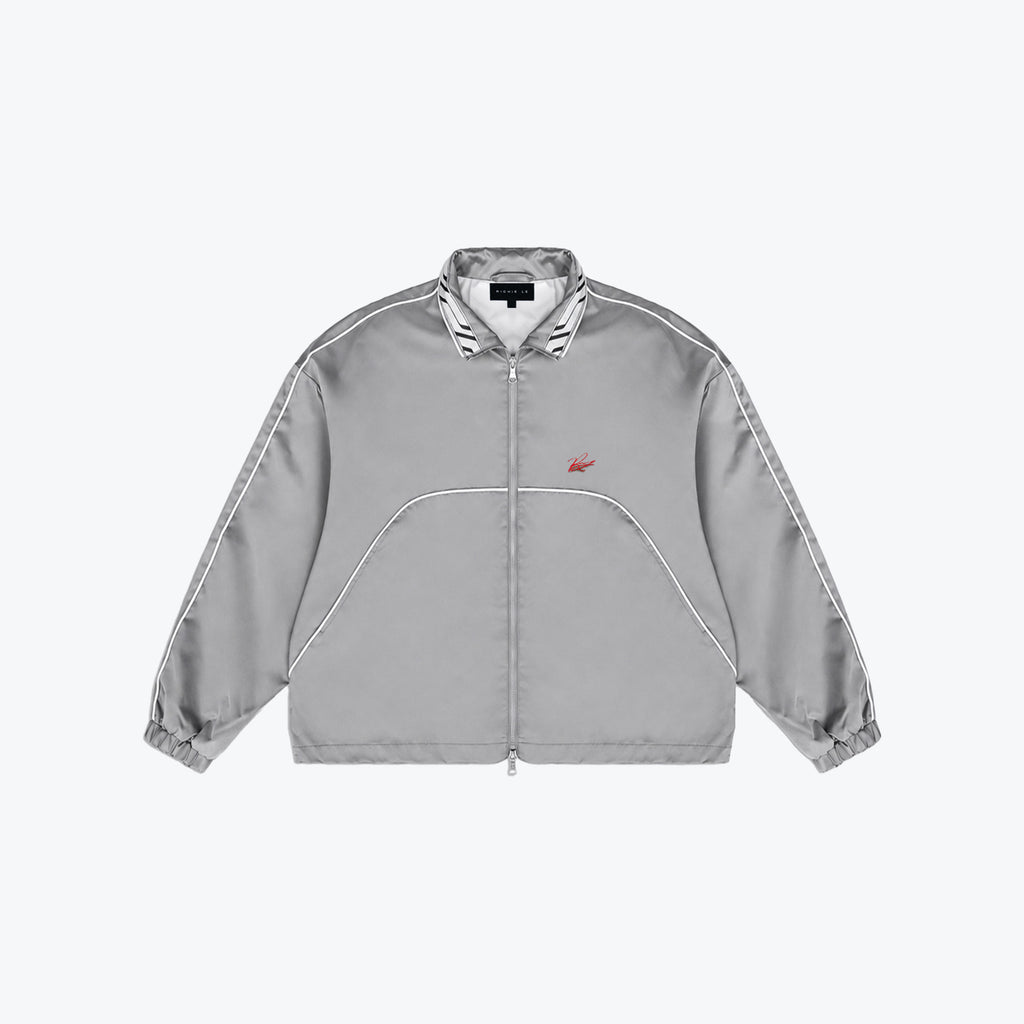 SIGNATURE SATIN JACKET - PEWTER