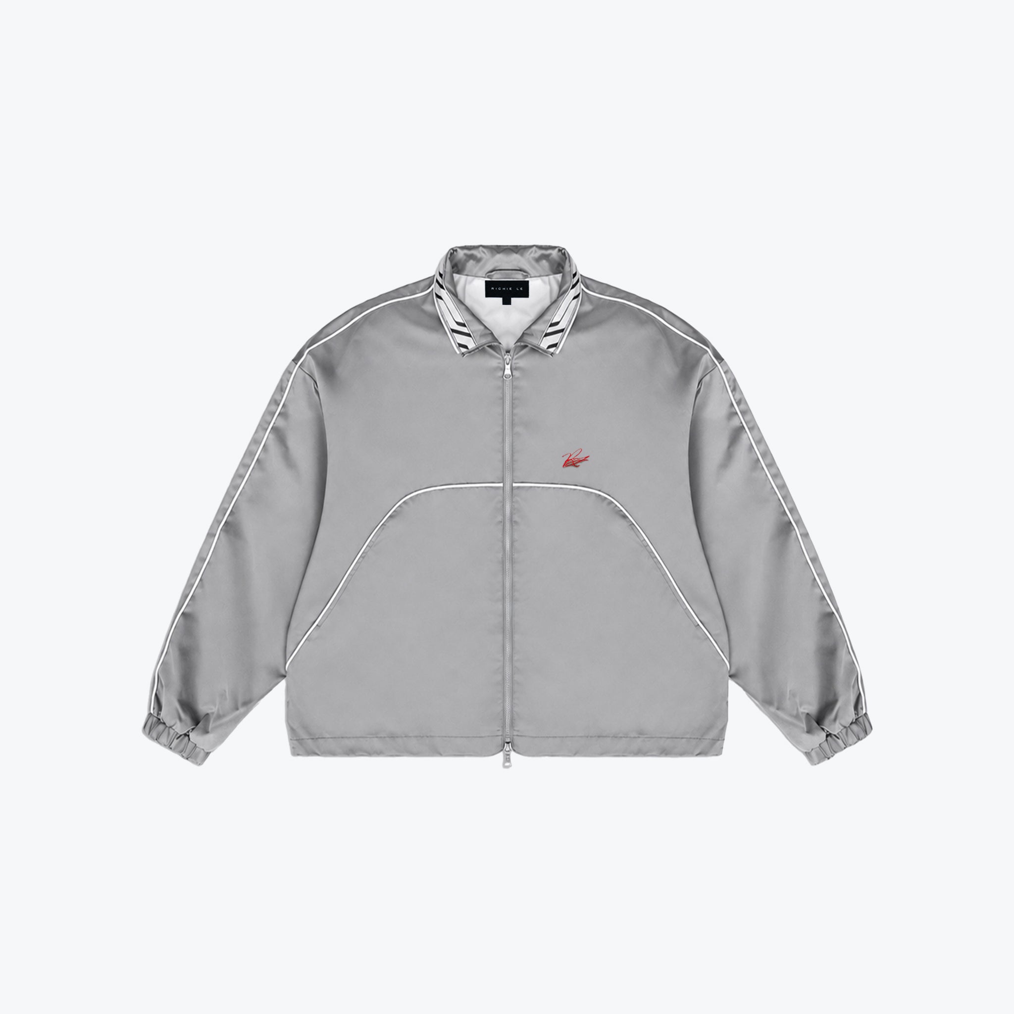 SIGNATURE SATIN JACKET - PEWTER