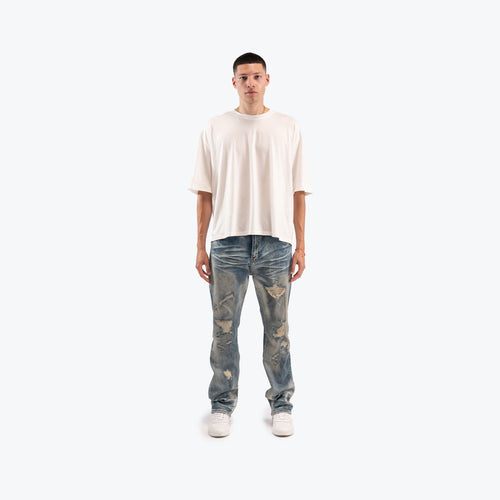 RELAXED DENIM - DISTRESSED BLUE