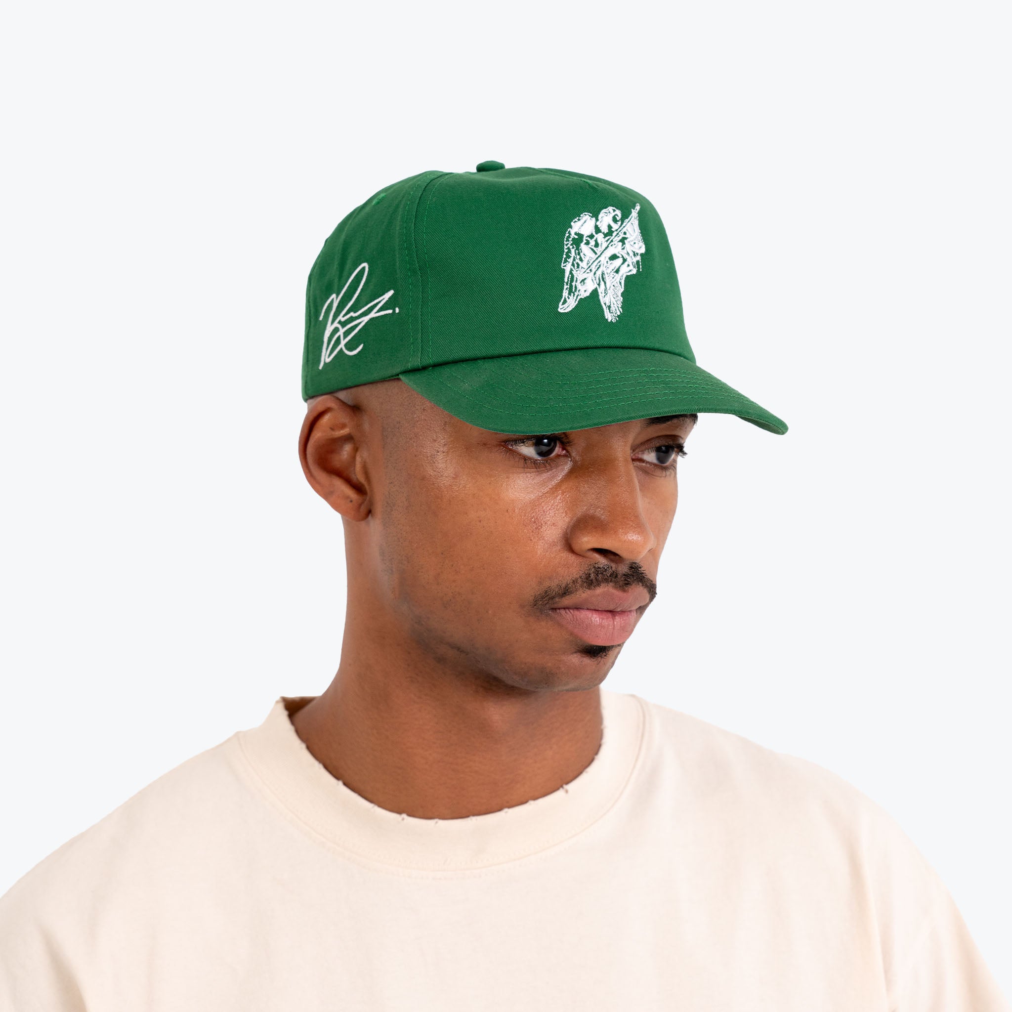 UNSTRUCTURED 5 PANEL ANGEL HAT - KELLY GREEN – RICHIE LE COLLECTION
