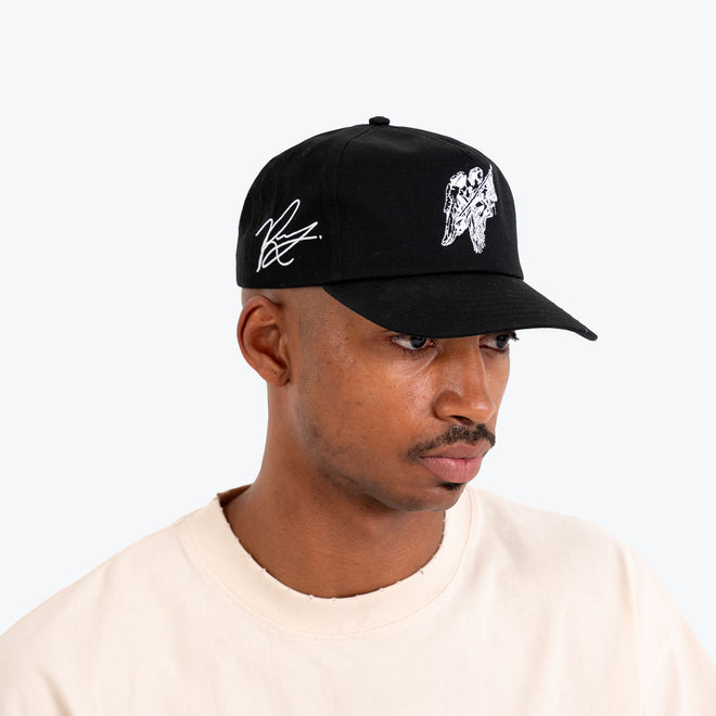 UNSTRUCTURED 5 PANEL ANGEL HAT - BLACK