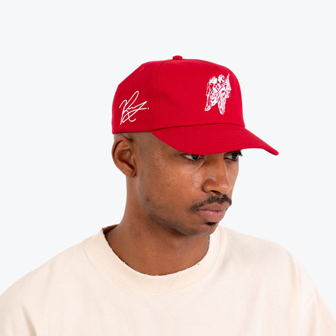 UNSTRUCTURED 5 PANEL ANGEL HAT - RED