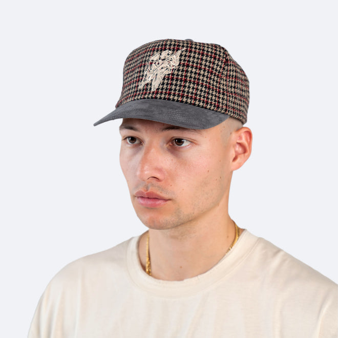 HOUNDSTOOTH ANGEL HAT - RED/CREAM