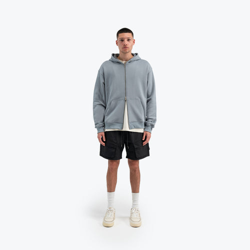 DOUBLE ZIP DAILY HOODIE - SLATE BLUE – RICHIE LE COLLECTION