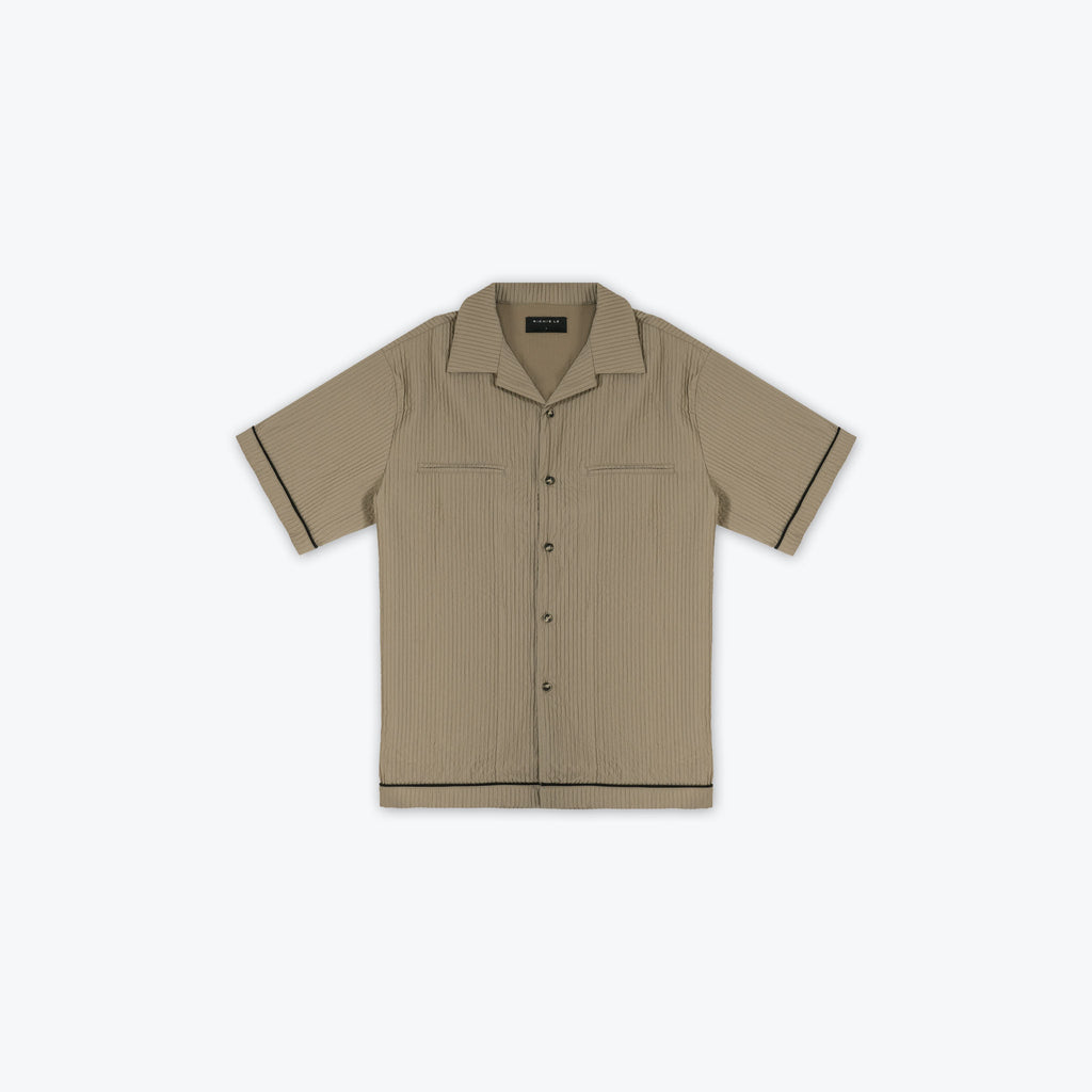 PLISSE BUTTON UP - OLIVE