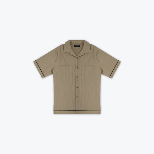 PLISSE BUTTON UP - OLIVE