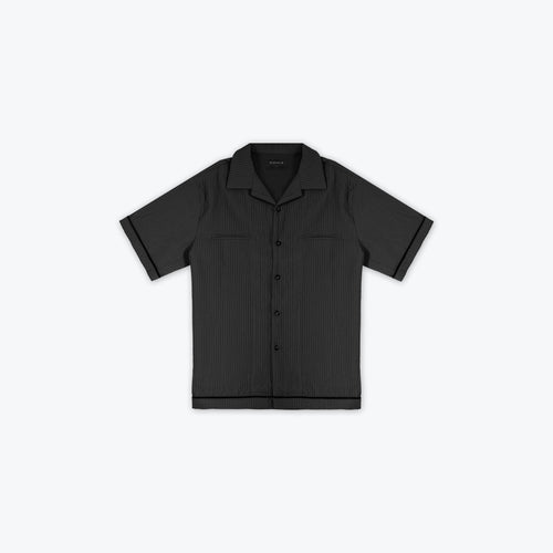 PLISSE BUTTON UP - BLACK