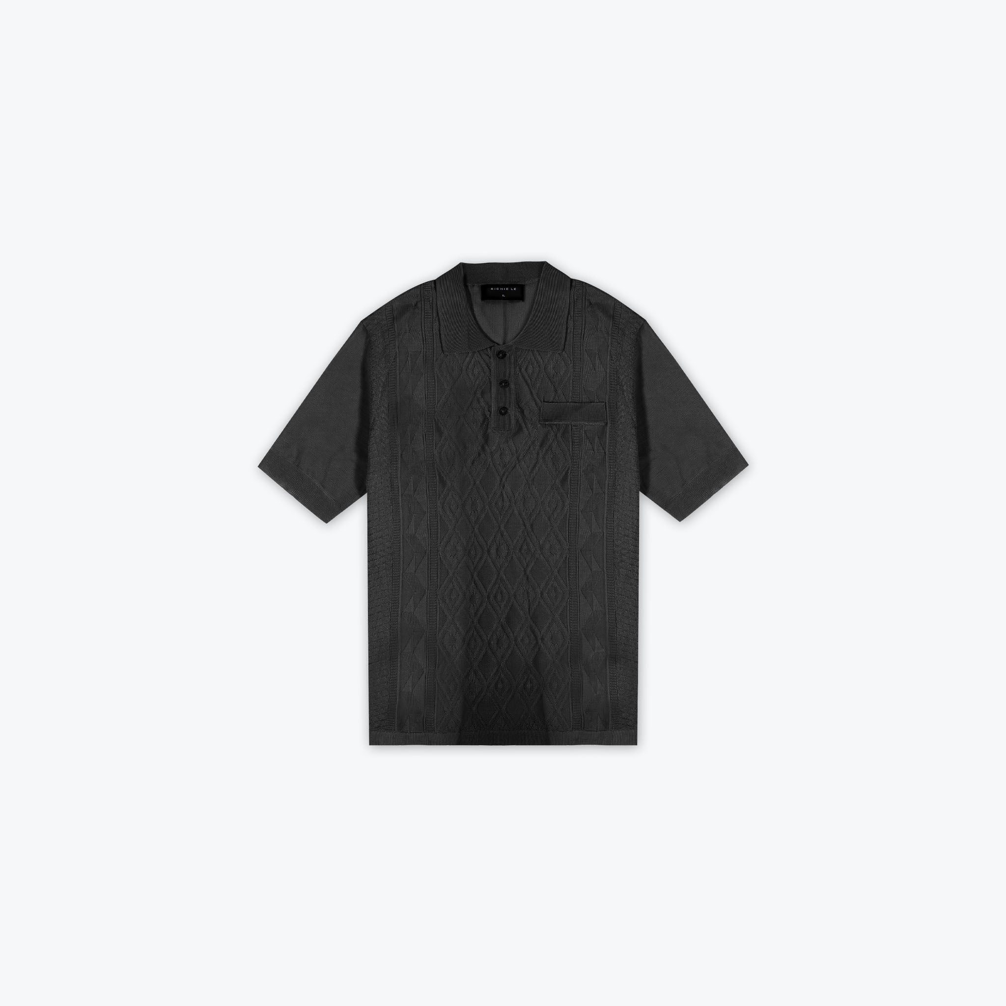 KNIT JACQUARD POLO - ONYX