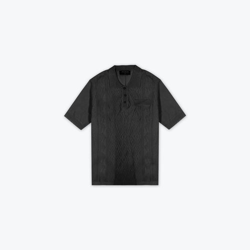 KNIT JACQUARD POLO - ONYX