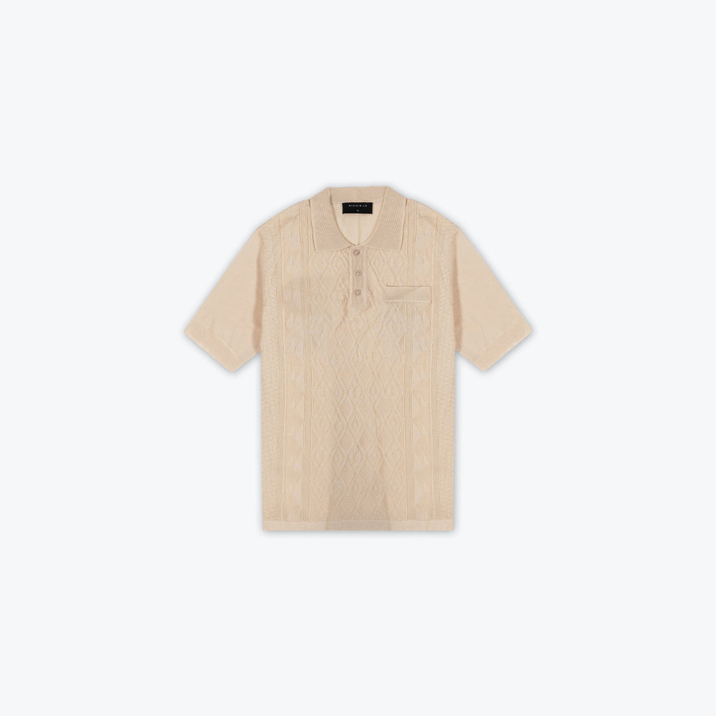 KNIT JACQUARD POLOS - ECRU