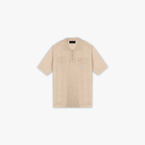 KNIT JACQUARD POLO - ECRU