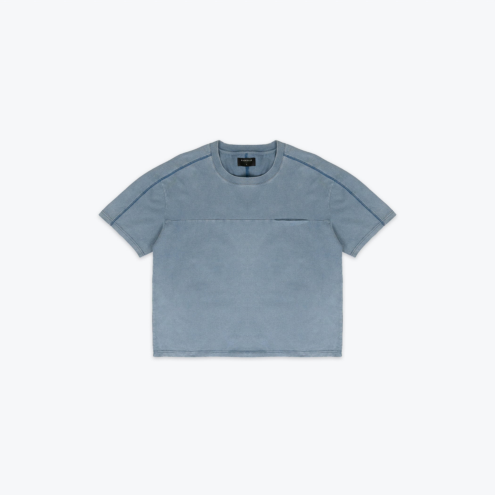 PREMIUM WASHED POCKET TEE - BLUE