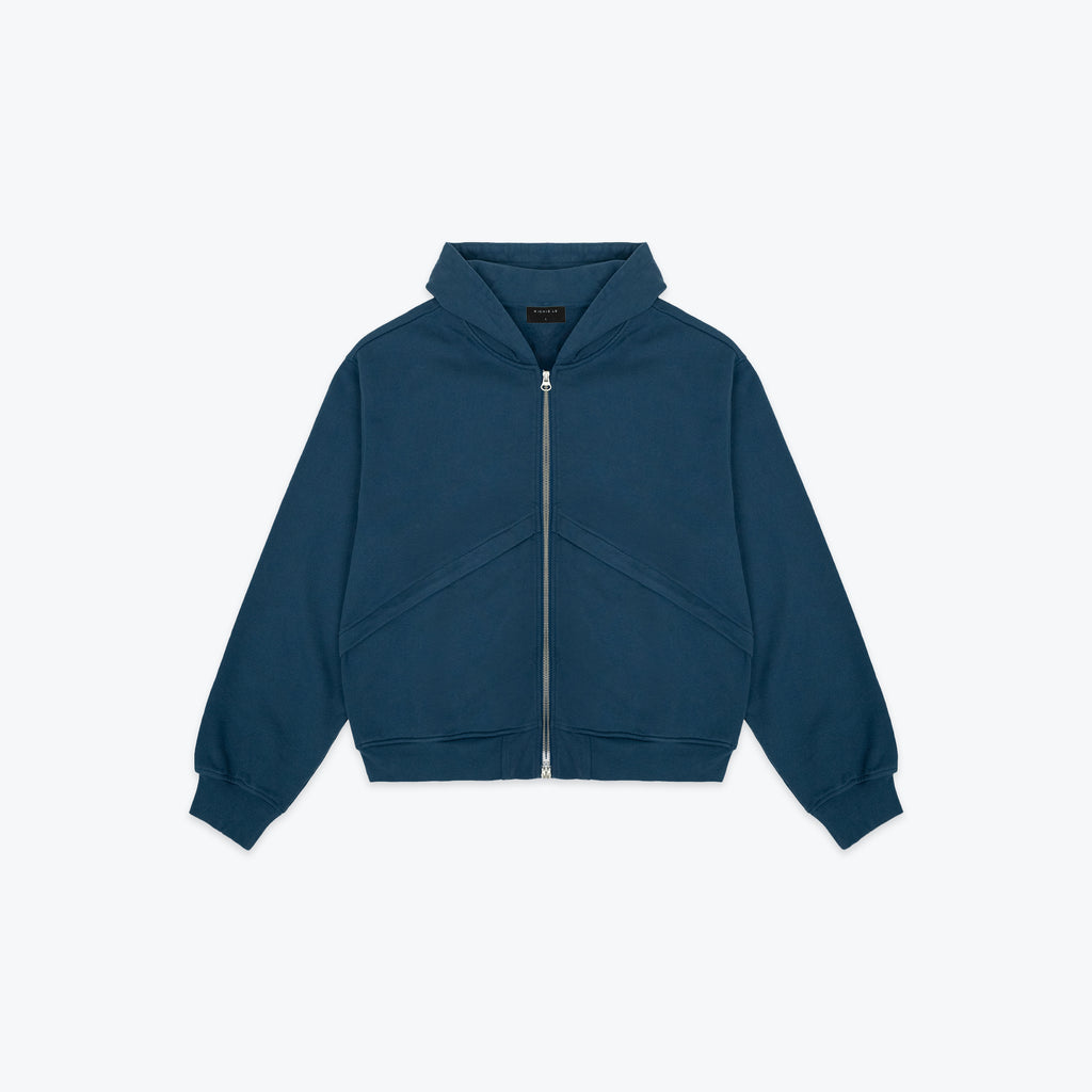 CHEVRON ZIP HOODIE - BLUE
