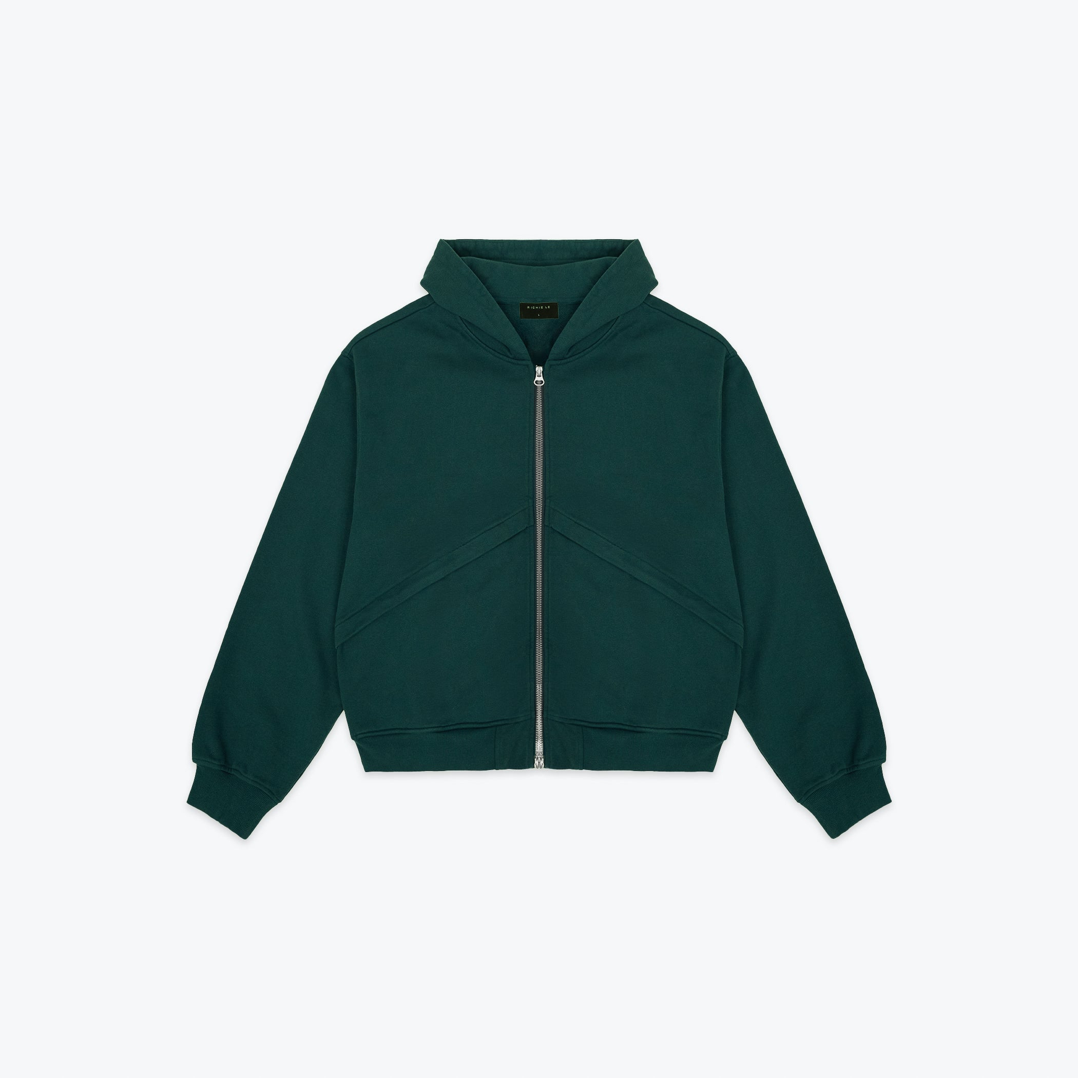 CHEVRON ZIP HOODIE - FOREST GREEN