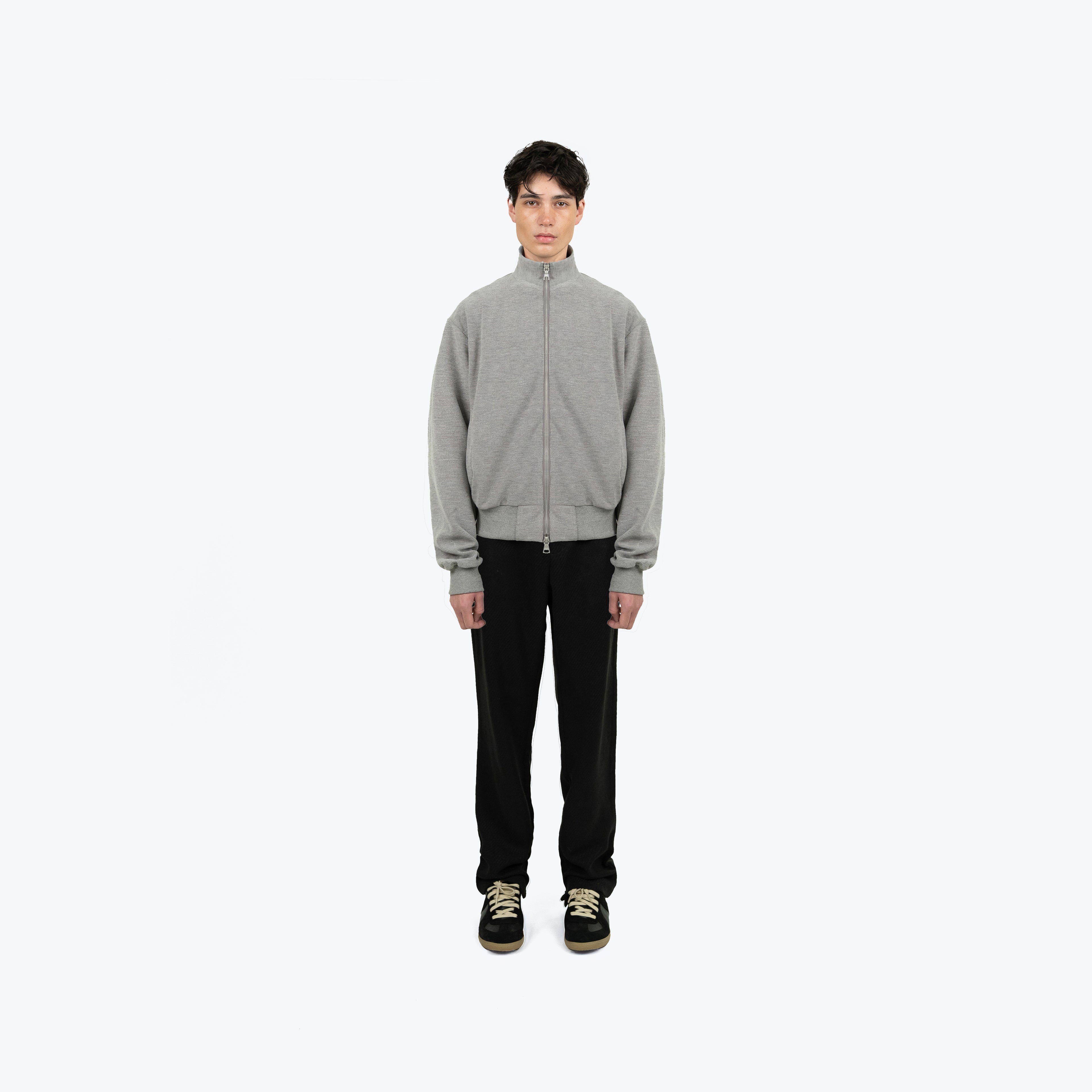 RL SIGNATURE KNIT ZIP UP - GREY