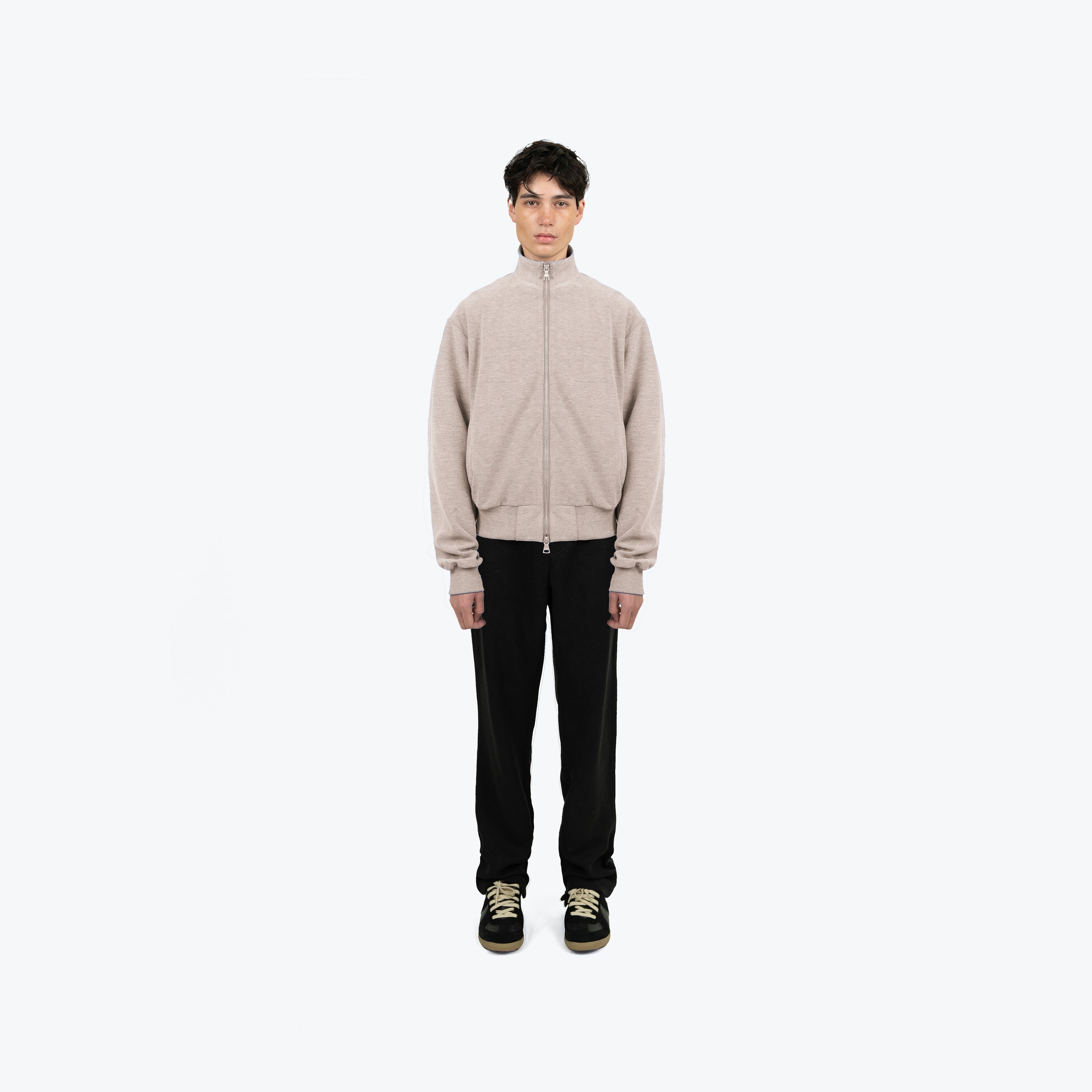 RL SIGNATURE KNIT ZIP UP - SAND