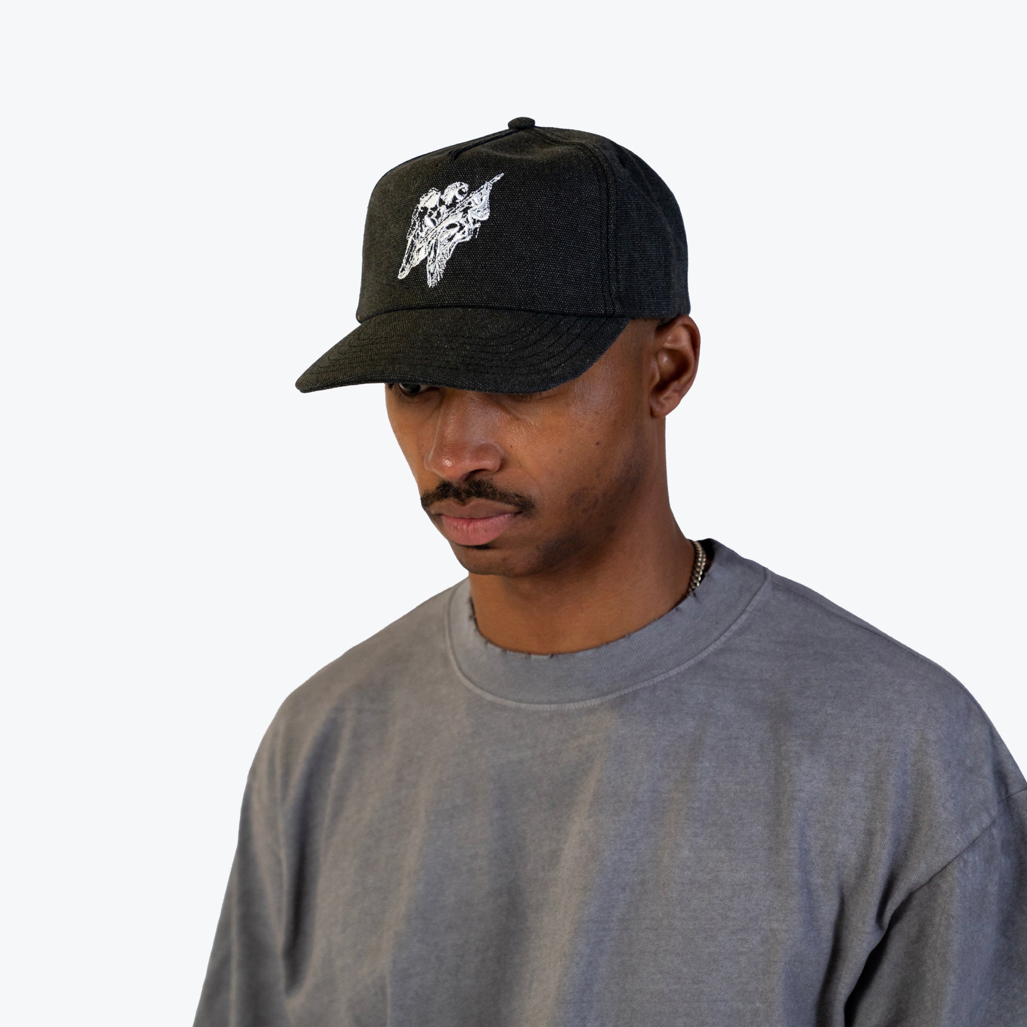 UNSTRUCTURED 5 PANEL CANVAS ANGEL HAT - BLACK – RICHIE LE COLLECTION