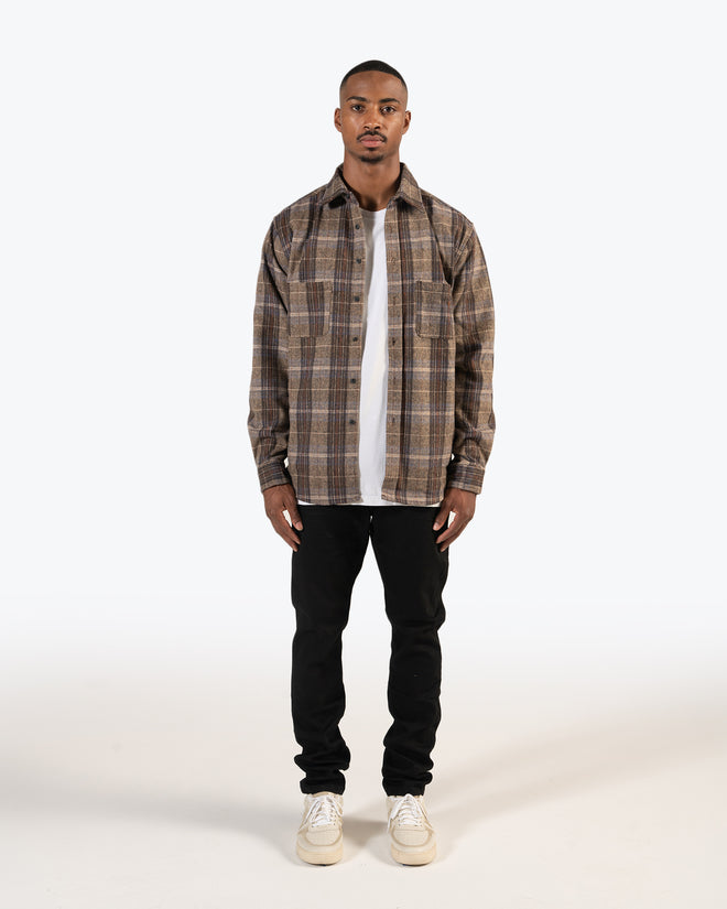 OVERSIZED PREMIUM BRUSHED FLANNEL - BROWN/BLUE